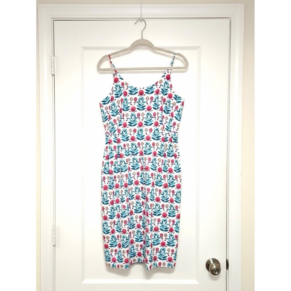 Ann Taylor sleeveless floral sheath dress in White, Pink & Teal - Size 8